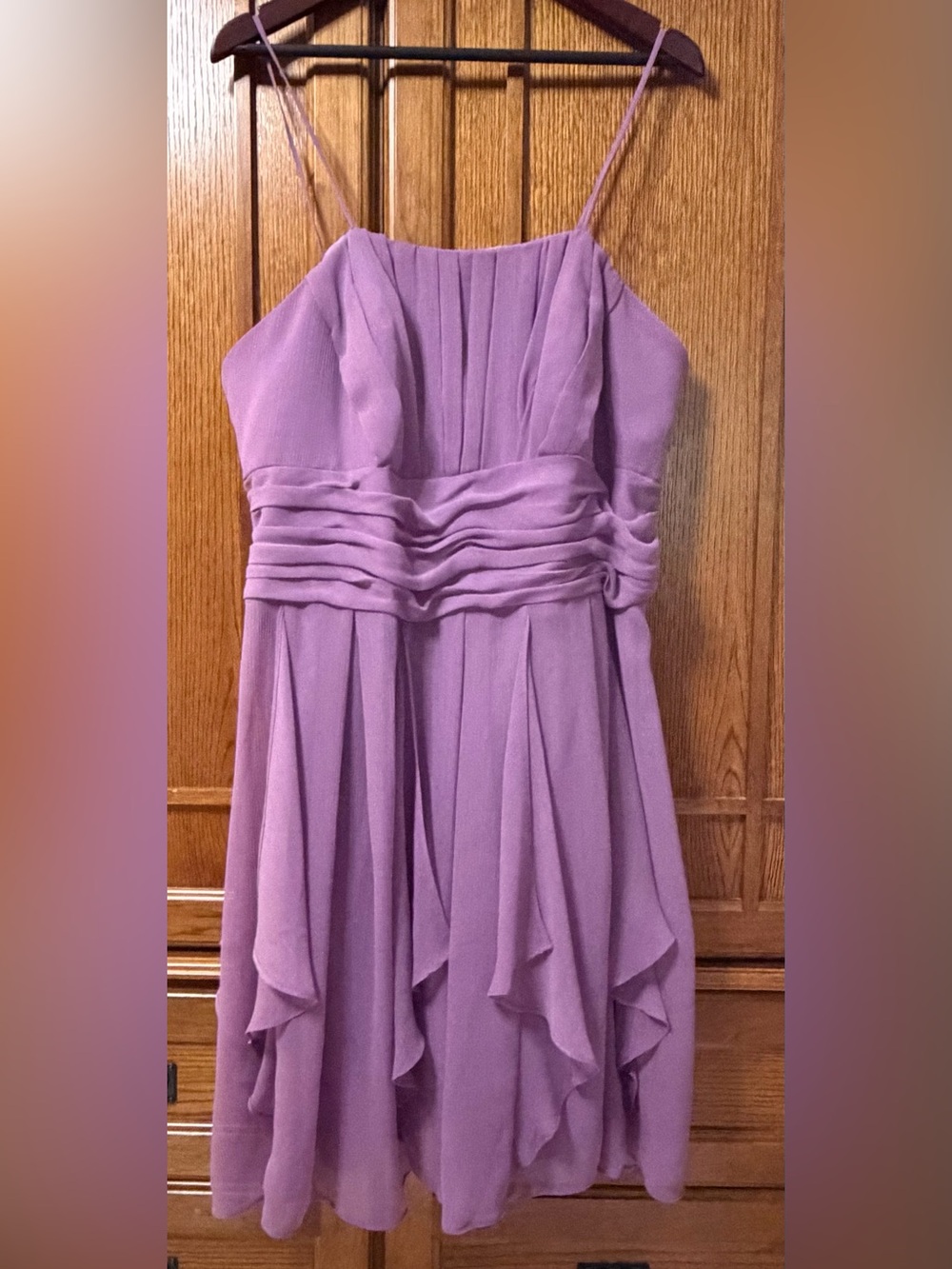 David's Bridal Chiffon Cocktail Empire Waist Ruffle  Romantic HOCO Fairy